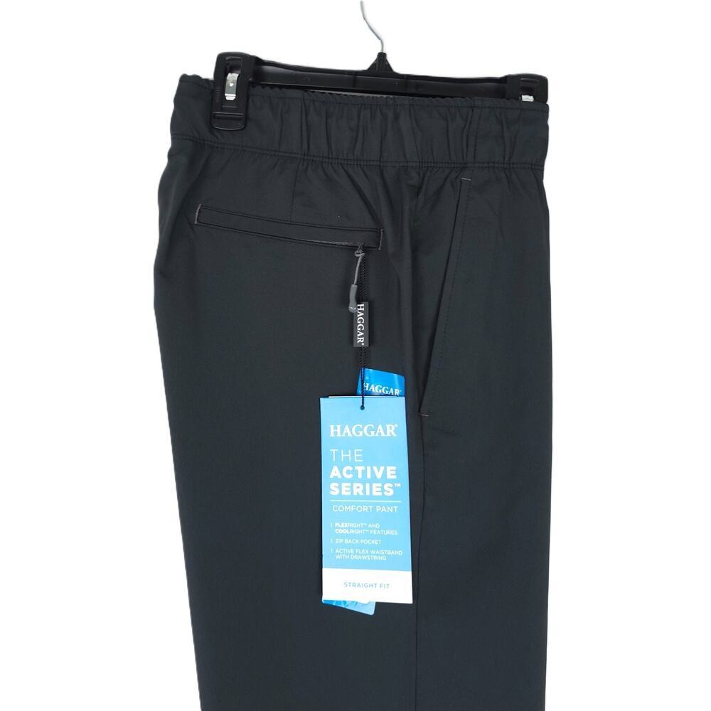 Haggar Mens Straight Fit Comfort Pants 29x30 Black Stretch Active Series NWT